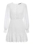 Biała sukienka z szyfonu plumeti i haftem