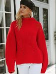 Damski czerwony sweter z półgolfem 2