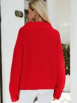 Damski czerwony sweter z półgolfem 3