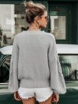 Szary sweter szydełko pleciony oversize 4